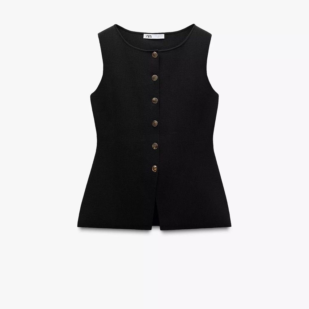 Zara Black Vest with Gold Buttons